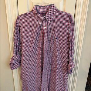 Classic Red and Blue Checkered Button Down Shirt